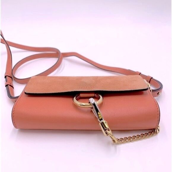 Auth Chloe Tonal Pink Leather Suede Mini Faye Crossbody Bag Preloved - Picture 3 of 14
